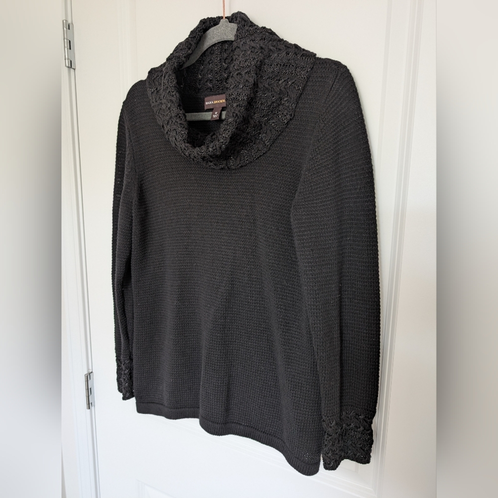 Dana Buchman Women's Size M Sparkly Black Cowl Neck Sweater